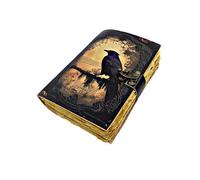 The Raven Leather Journal - Blank Spell Book of Shadows Grimoire - Handmade Vintage Leather Sketchbook & Notebook - 200 Unlined Deckle Edge Pages - Gothic Junk Journal - Gifts for Him & Her