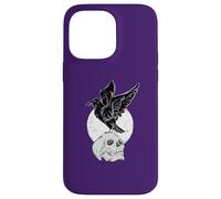 The Raven on a Skull with a Full Moon Edgar Allan Poe Meme Case for iPhone 14 Pro Max