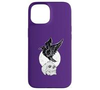 The Raven on a Skull with a Full Moon Edgar Allan Poe Meme Case for iPhone 15