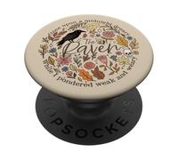 The Raven Quote, Gothic Literature Inspired Floral Raven Ar PopSockets Adhesive PopGrip
