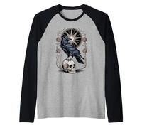 The Raven’s Omen Gothic Raven Skull Raglan Baseball Tee