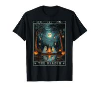 The Reader Bookish Cute Spooky Ghost Reading Book Tarot Card T-Shirt