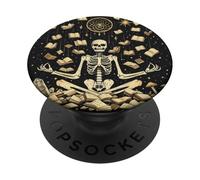 The Reader Dreamcatcher Skeleton Reading Book PopSockets Adhesive PopGrip