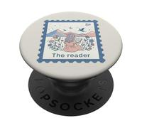 The Reader Fantasy Bookish Postage Stamp Dragon Aesthetic PopSockets Adhesive PopGrip