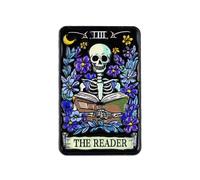 The Reader Skeleton Tarot Card Pin Brooch, Skeleton Reading Lover Enamel Pin, Gift For Book Lover Bookworm Reader, Bibliophile Brooches, Book Club Lapel Badge, Spooky Library Accessories