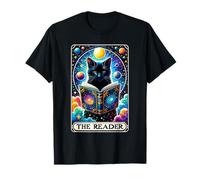 The Reader Tarot Card Black Cat Book Lover Spooky Reading T-Shirt