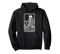 The Reader Tarot Card Book Lover Skeleton Reading Book Pullover Hoodie