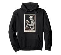 The Reader Tarot Card Book Lover Skeleton Reading Book Pullover Hoodie