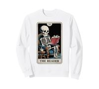 The Reader Tarot Card Book Lover Skeleton Reading Book Sweatshirt