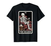 The Reader Tarot Card Book Lover Skeleton Reading Book T-Shirt