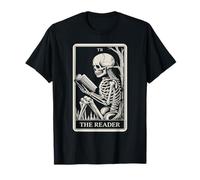 The Reader Tarot Card Book Lover Skeleton Reading Funny Book T-Shirt