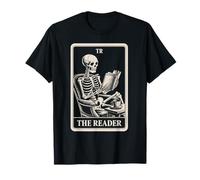 The Reader Tarot Card Book Lover Skeleton Reading Funny Book T-Shirt