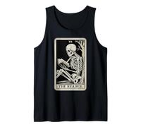 The Reader Tarot Card Book Lover Skeleton Reading Funny Book Tank Top