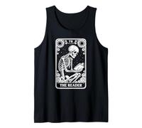 The Reader Tarot Card Book Lover Skeleton Reading Funny Book Tank Top