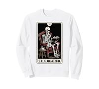 The Reader Tarot Card Funny Book Lover Skeleton Reading Book Sweatshirt