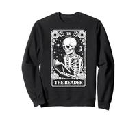 The Reader Tarot Card Funny Book Lover Skeleton Reading Book Sweatshirt