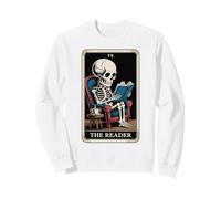 The Reader Tarot Card Funny Book Lover Skeleton Reading Book Sweatshirt