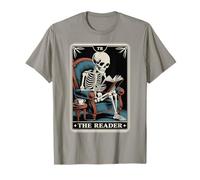 The Reader Tarot Card Funny Book Lover Skeleton Reading Book T-Shirt