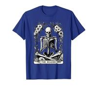 The Reader Tarot Card Funny Book Lover Skeleton Reading Book T-Shirt, Men, Royal Blue, X-Large