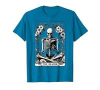 The Reader Tarot Card Funny Book Lover Skeleton Reading Book T-Shirt, Men, Sapphire Blue, 3X-Large