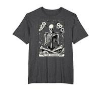 The Reader Tarot Card Funny Book Lover Skeleton Reading Book T-Shirt, Men's Big and Tall, Dark Heather Grey, 2X Tall