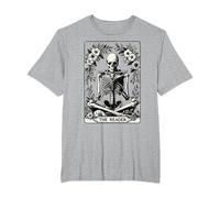 The Reader Tarot Card Funny Book Lover Skeleton Reading Book T-Shirt, Men's Big and Tall, Heather Grey, 5X Tall