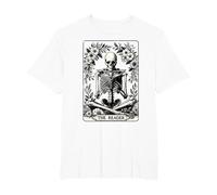 The Reader Tarot Card Funny Book Lover Skeleton Reading Book T-Shirt, Men's Big and Tall, White, 6X Tall