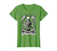 The Reader Tarot Card Funny Book Lover Skeleton Reading Book T-Shirt, Women, Grass Green, 3X-Large