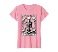 The Reader Tarot Card Funny Book Lover Skeleton Reading Book T-Shirt, Women, Pink, 3X-Large