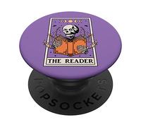The Reader Tarot Card Skeleton Reading Book Bookish PopSockets Swappable PopGrip