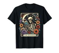 The Reader Tarot Card Skeleton Reading Book Bookworm Bookish T-Shirt