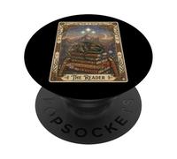 The Reader Tarot Card Sleeping Dragon Bookish Fantasy Moon PopSockets Adhesive PopGrip