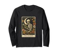 The Reader Tarot Skeleton Moon Floral Book Lover Long Sleeve T-Shirt