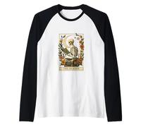 The Reader Tarot Skeleton Moon Floral Book Lover Raglan Baseball Tee