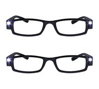The Reading Glasses Company 2 Pack Illuminated LED Night Time Light Readers Mens Womens Black LL1-1 +3.50