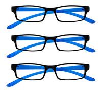 The Reading Glasses Company Black Bright Blue Neck Specs Readers Value 3 Pack Mens Womens Spring Hinges RRR20-3 +1.50