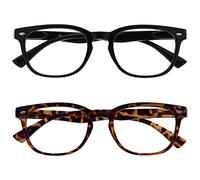 The Reading Glasses Company Black & Brown Tortoiseshell Readers Value 2 Pack Gregory Peck Style Mens Womens Spring Hinges RR14-12T +2.50