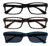 The Reading Glasses Company Black Brown Tortoiseshell Readers With Blue Sun Reader Value 3 Pack Mens Womens UVSR3092 +3.50