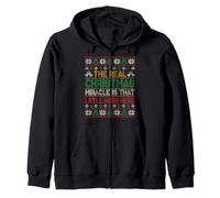 The Real Christmas Miracle I Still Work Here Ugly Sweater Zip Hoodie