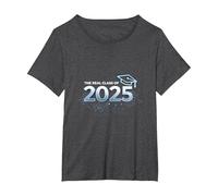 The Real Class of 2025: Future Graduate Celebration T-Shirt, Women's Plus, Dark Heather Grey, 1X