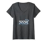 The Real Class of 2025: Future Graduate Celebration V-Neck T-Shirt, Women, Dark Heather Grey, S
