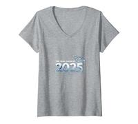 The Real Class of 2025: Future Graduate Celebration V-Neck T-Shirt, Women, Heather Grey, S