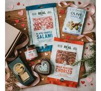 The Real Cure Valentine's Day Cheese and Charcuterie Hamper - Valentine's Gifts for Men, Premium Cheese Hamper Gift Set with Heart Shaped Godminster Cheddar, Award-Winning Salami & Nduja Relish