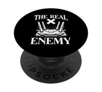 The Real Enemy Lag Funny Gamer Gaming Video Games Humor PopSockets Adhesive PopGrip