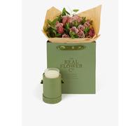 The Real Flower Company Simply Caffe Latte Roses Small Bouquet With Scented Candle