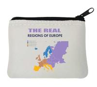 The Real Regions of Europe map Easter Europe Funny Neoprene Coin Purse Pouch 10x11cm White