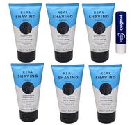 The Real Shaving Age Defence Traditional Shave Cream 6 Tubes 125ml - Anti-Ageing With Cocoa Butter, Willow Bark & Vitamin E+ FREE Orignial Lip Balm