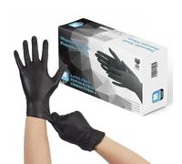 The Real Touch Black Nitrile Multi-Purpose Disposable Gloves, Powder Free, Disposable, Extra Strong - Box of 100 (Black, Med)