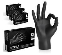 The Real Touch Black Nitrile Multi-Purpose Disposable Gloves, Powder Free, Disposable, Extra Strong - Box of 1000 (Black, X-Large)