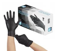 The Real Touch Black Nitrile Multi-Purpose Disposable Gloves, Powder Free, Disposable, Extra Strong - Box of 100 (Black, X-Large)